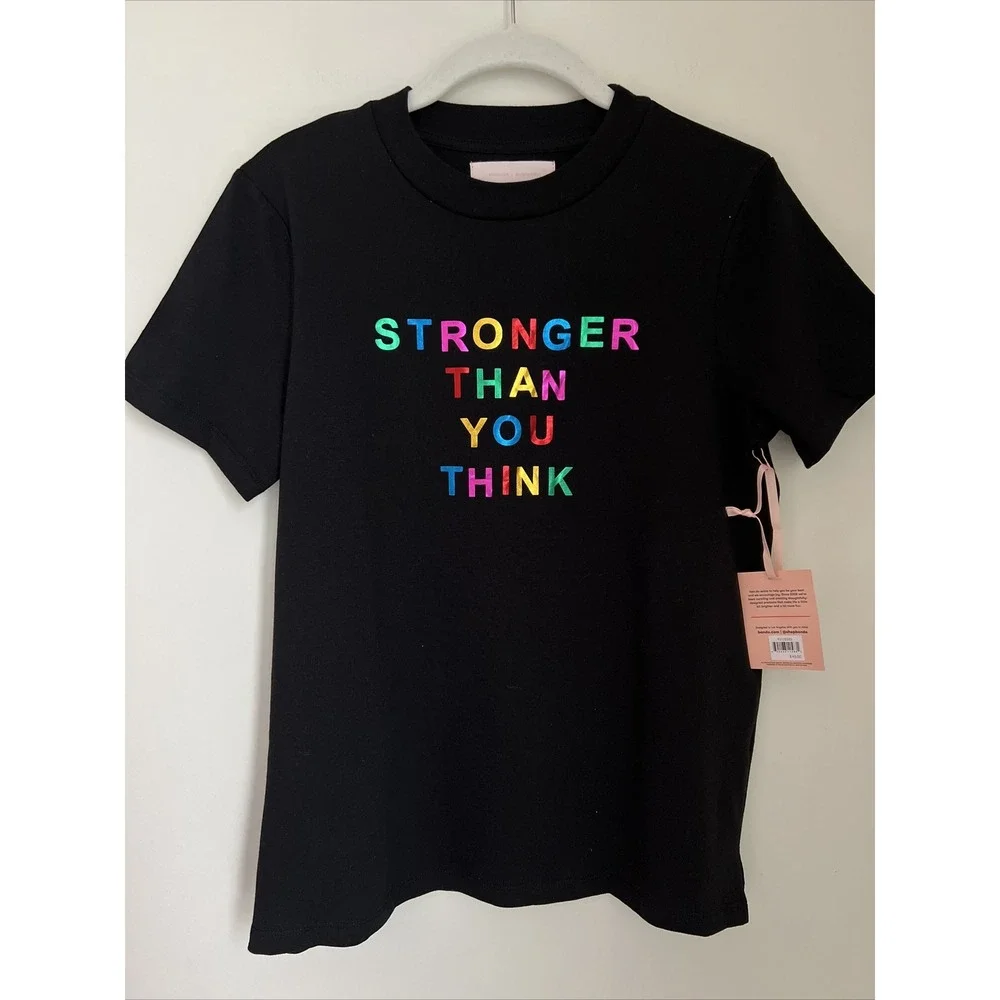 ban.do Stronger Than You Think Retro Tee, size small Black Metallic NWT $45 Gift